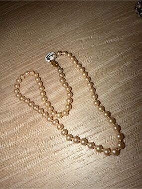 Classic Champagne Pearl Bead Necklace - Elegant Women's Jewelry